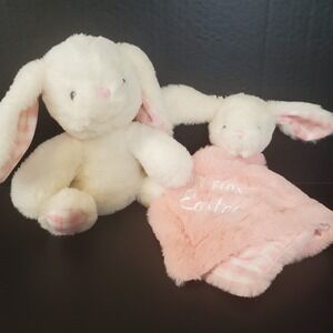 My First Easter Rattle Plush Bunny Rabbit And Pink Rattle Lovey Set Gingham Ears